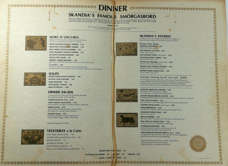 Stockholm Restaurant (Playboy Club, Skandia) - Skandia Menu (newer photo)